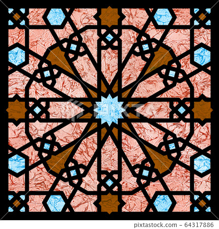 Islamic, arabic square tile textured with rich texture. 64317886