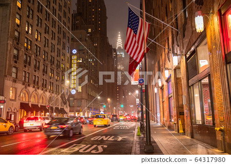 “紐約”曼哈頓夜景,雨中城 “紐約”曼哈頓夜景,雨中城 64317980