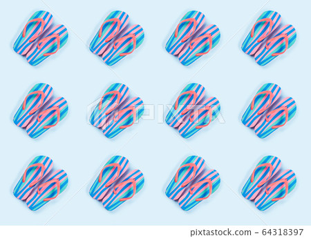 Summer flip flop pattern on blue background Summer flip flop pattern on blue background 64318397