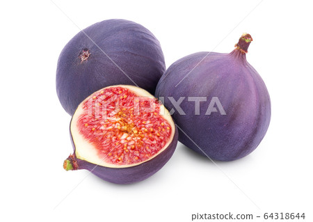 Fresh fig fruit and half isolated on white background Fresh fig fruit and half isolated on white background 64318644