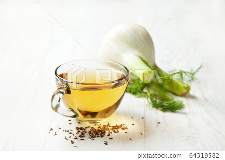 fennel tea in a glass bowl fennel tea in a glass bowl 64319582