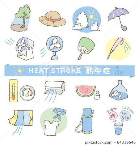Summer heat stroke icon style color 64319646