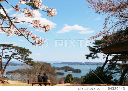A couple watching Matsushima Bay from Matsu Park 64320443