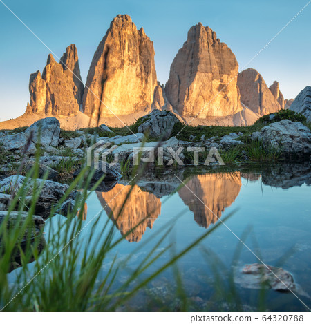 Mountains - Tre Cime di Lavaredo with real 64320788
