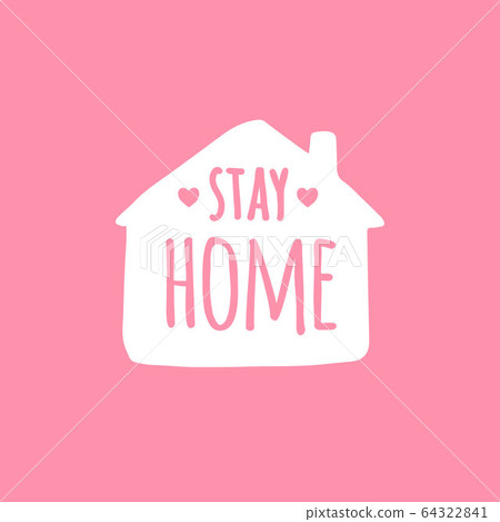 Vector white Stay home Lettering typography poster Vector white Stay home Lettering typography poster 64322841