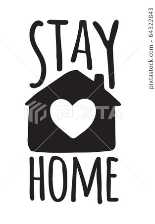 Vector black Stay home Lettering typography Vector black Stay home Lettering typography 64322843
