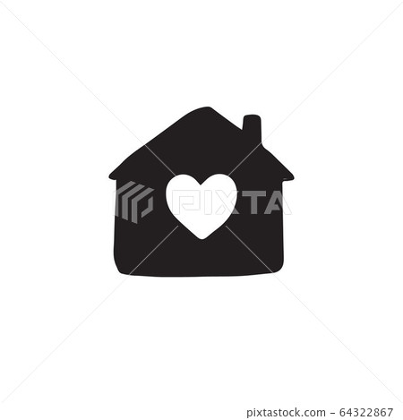 Vector black sketch house with heart Vector black sketch house with heart 64322867