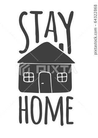 Vector black Stay home Lettering Vector black Stay home Lettering 64322868