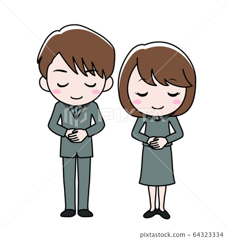 Men and women in suits bowing - Stock Illustration [64323334] - PIXTA