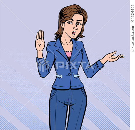 Business woman refuse to agree. Not OK. People disagree. Illustration vector. On pop art comics style. Business woman refuse to agree. Not OK. People disagree. Illustration vector. On pop art comics style. 64324403