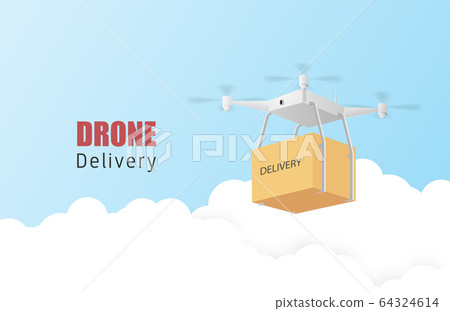 Drone delivery concept poster or banner with Drone - Stock Illustration ...
