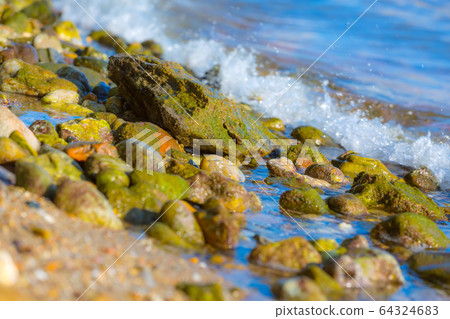 Sea stones, ocean, wave, beach coast 64324683