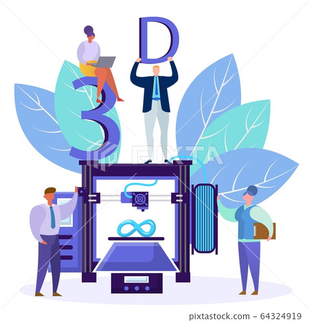 3d printing concept with people characters vector illustration. 64324919