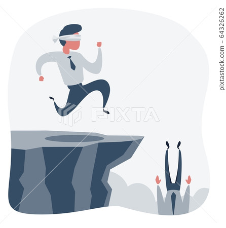 blindfolded businessman walk to the cliff. Business concept. blindfolded businessman walk to the cliff. Business concept. 64326262