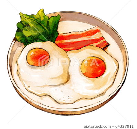 breakfast, eggs sunny side up, soup - Stock Illustration [79715898] - PIXTA