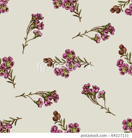 Seamless pattern with hand drawn colored wax flower 64327131