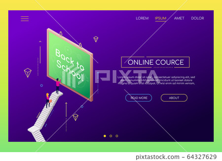 Online course - modern isometric vector web banner - Stock Illustration ...