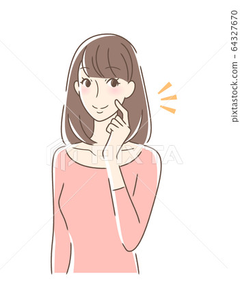 Smiling woman with a firm cheek - Stock Illustration [64327670] - PIXTA