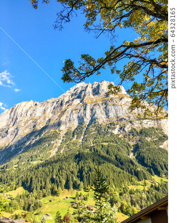 Swiss landscape photo (Alps snow scene, Interlaken village, Switzerland) 64328165