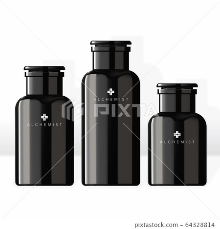 Vector Mens Jar & Stopper for Cosmetics Beauty Medical Haircare Healthcare Skincare Spa Essence In Noir Black Modern Conochrome Style 64328814