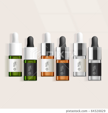 Vector Clear / Green / Brown Dropper Bottle 64328829