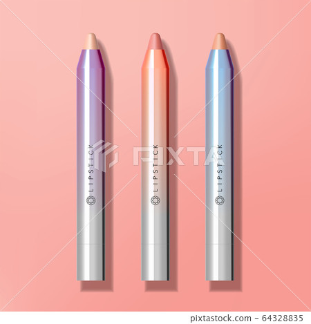 Vector Metallic Color Eyeshadow / Lipstick Pencil in Pink Background 64328835