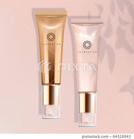 Vector Foundation / Concealer / Serum Metallic / Pearlised Pink Tube in Pink Background 64328843