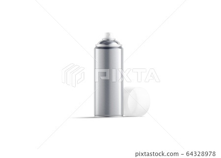 Blank silver opened spray can mock up, front view 64328978