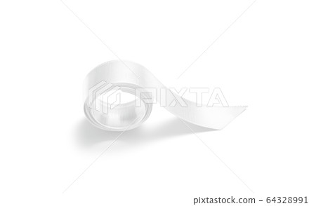 Blank white rolled silk ribbon mock up, front view Blank white rolled silk ribbon mock up, front view 64328991