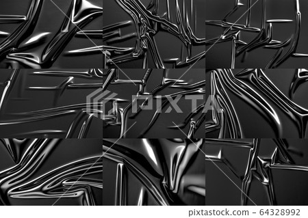 Blank black crumpled plastic foil wrap overlay mock up Blank black crumpled plastic foil wrap overlay mock up 64328992