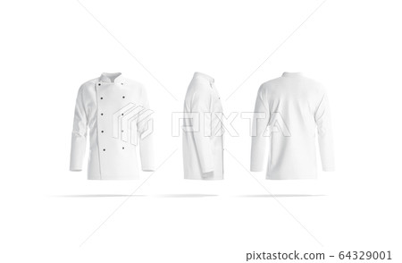 Blank white chef jacket with buttons mock up, different sides 64329001