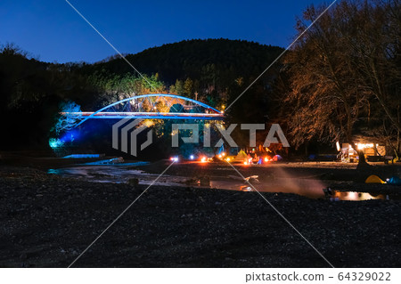 Hanno city Hannogawara night view 64329022