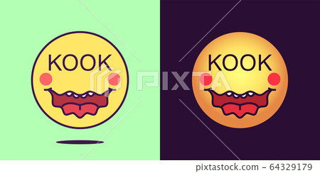 Emoji face icon with phrase Kook. Mad emoticon Emoji face icon with phrase Kook. Mad emoticon 64329179