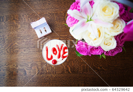 Valentines Day dessert with the words love and 64329642