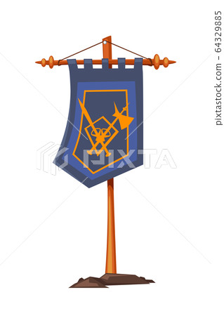 Knight flag on wooden stick isolated on white 64329885