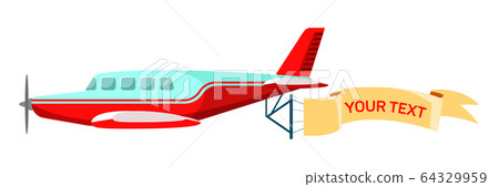 Airplane with banner flat vector illustration 64329959