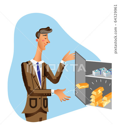 Rich businessman flat vector illustration 64329961