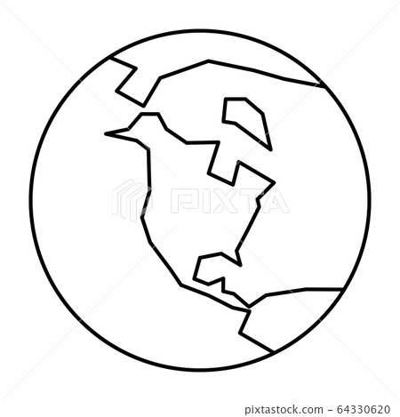 Simplified outline Earth globe with map of World focused on North America. Vector illustration Simplified outline Earth globe with map of World focused on North America. Vector illustration 64330620
