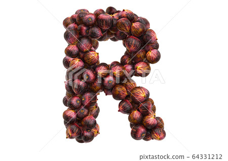 Letter R from common figs, 3D rendering Letter R from common figs, 3D rendering 64331212