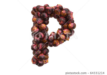 Letter P from common figs, 3D rendering Letter P from common figs, 3D rendering 64331214