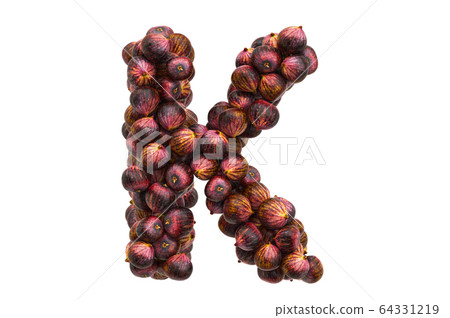 Letter K from common figs, 3D rendering Letter K from common figs, 3D rendering 64331219
