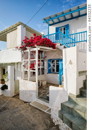 Picturesque Naousa town street on Paros island, Greece 64332235