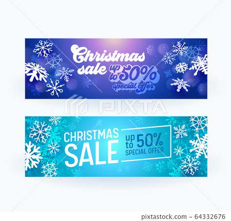 Christmas Sale Banner Set. Xmas Design with Snowflaskes. Winter Holidays Discount Brochure Template for Web, Flyer Christmas Sale Banner Set. Xmas Design with Snowflaskes. Winter Holidays Discount Brochure Template for Web, Flyer 64332676