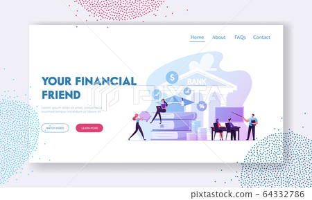 Educational Loan, Investment in Education Landing Page Template. Student Characters Take Debt in Bank for Studying 64332786