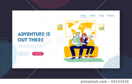 Planning and Buying Trip Website Landing Page. Young Couple Visiting Travel Agency Choose Tour Planning and Buying Trip Website Landing Page. Young Couple Visiting Travel Agency Choose Tour 64333016