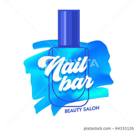 Nail Bar Creative Banner, Blue Nail Polish Stroke and Bottle Beauty Salon or Studio Logo, Sticker Tag Concept for Poster Nail Bar Creative Banner, Blue Nail Polish Stroke and Bottle Beauty Salon or Studio Logo, Sticker Tag Concept for Poster 64333126