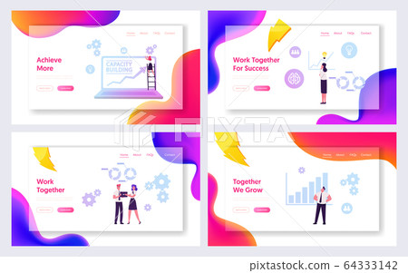 Capacity Building Website Landing Page Set. Education, Finance Goal Achievement Searching Solution, Improvement 64333142