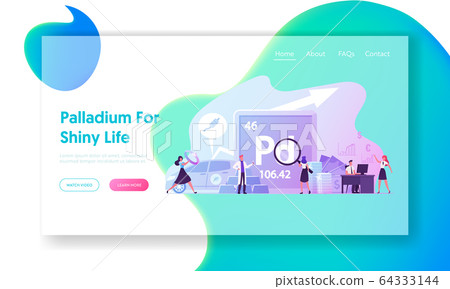 People Use and Study Palladium Landing Page Template. Periodic Table Chemical Element with Symbol Pd 64333144