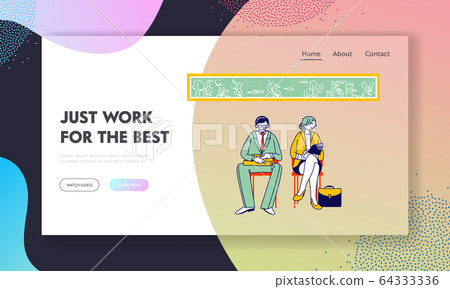 Recruitment, Job Interview Website Landing Page. Unemployed People Searching Job. Man and Woman Applicants 64333336