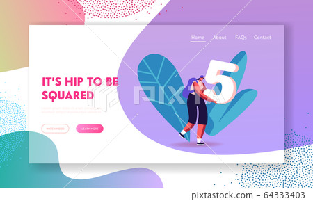 Mathematics Science Landing Page Template. Smiling Girl Student Character Carry Huge Number Five Mathematics Science Landing Page Template. Smiling Girl Student Character Carry Huge Number Five 64333403
